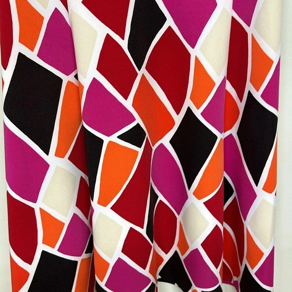 Worthington Fit & Flare Dress Vibrant Color Block Animal Giraffe Print Size 14 - Picture 3 of 9